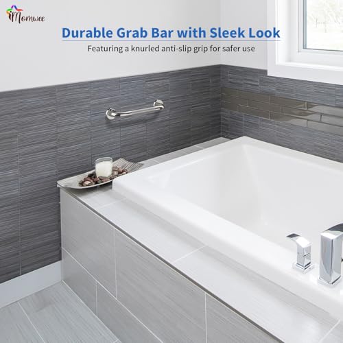 2 Pack Chrome Grab Bar 12 Inch, iMomwee Stainless Steel Non-Slip Shower Grab Bar W/Knurled Grip, Safety Bathroom Handrail,...