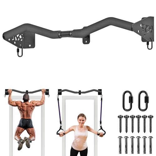 Kipika Wall Mounted Pull Up Bar - Heavy Duty 450 LB Capacity Doorway Chin Up Bar for Home Gym, Sturdy Steel Construction w...