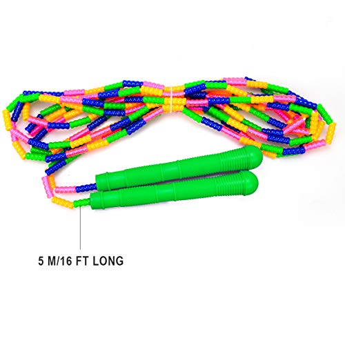 Coolrunner 16 FT Long Jump Rope(2 PACK), Double Dutch Jump Ropes, Soft Beaded Skipping for Kids Adults, Plastic Segmented ...