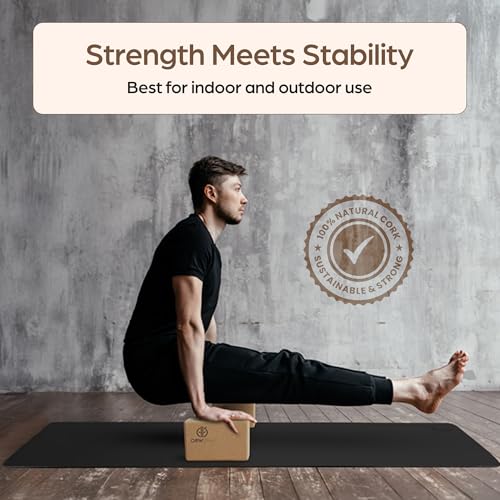 ORW Natural Cork Yoga Block – 9”x6”x3”, 1.5 lbs – Heavyweight, Non-Slip, Eco-Friendly – Dense Yoga Prop for All Levels