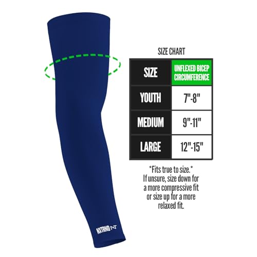 1 Pair Nxtrnd Compression Arm Sleeves for Men, Breathable Football, Basketball, Baseball Accessory, Adult & Kids