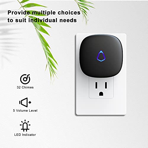 SECRUI Wireless Doorbell, Easy installation, Waterproof, Adjustable Volume, 58 Chimes, Colorful LED, 1000Ft Range, M520+F5...