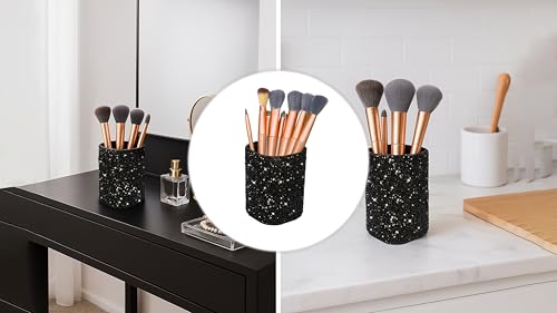 Glitter Brush Holder | Black Glitter Makeup Brush Holder for Women, Girls | Shiny Cute Makeup Organizer Black Glittery App...