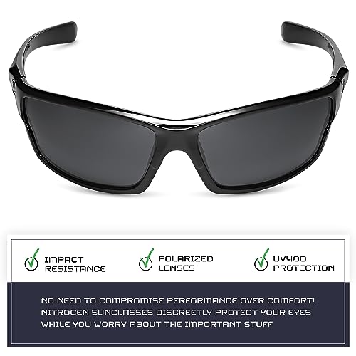 Nitrogen Polarized Wrap Around Sport Sunglasses for Men Women UV400 Driving Fishing Running Sun Glasses