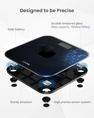 RENPHO Scale for Body Weight & Smart Tape Measure, Non-Bluetooth Solar-Powered Digital Bathroom Scale Charged by Sunlight/...