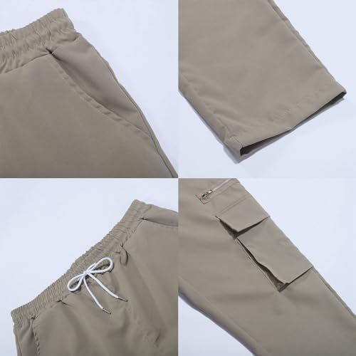 Baggy Pants for Men Drawstring Elastic Waist Fashion Parachute Cargo Pants Straight Leg Athletic Lightweight Joggers Trousers