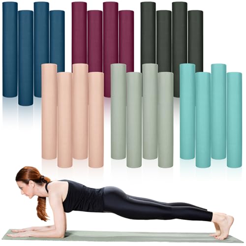 Timgle 24 Pack 68" x 24" Yoga Mat Bulk, 4mm Thick Extra Long Sports Mat Anti Slip Tear Resistant Yoga Exercise Set for Fit...