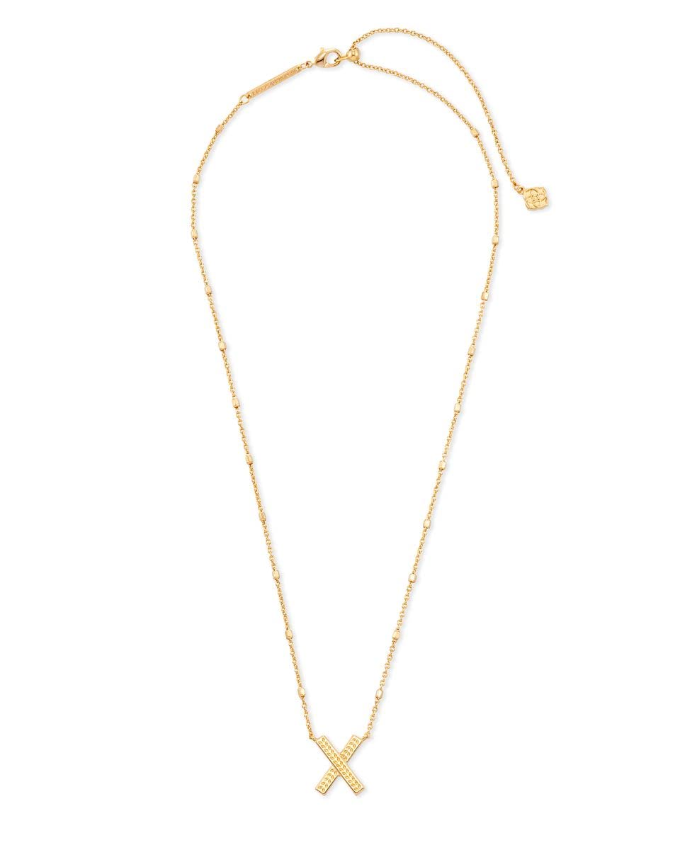 Kendra Scott Letter X Pendant Necklace for Women, Fashion Jewelry, 14k Gold-Plated Brass, Gold Metal, Letter X