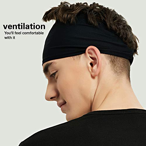 Pilamor Sports Headbands for Men (5 Pack),Moisture Wicking Workout Headband, Sweatband Headbands for Running,Cycling,Footb...