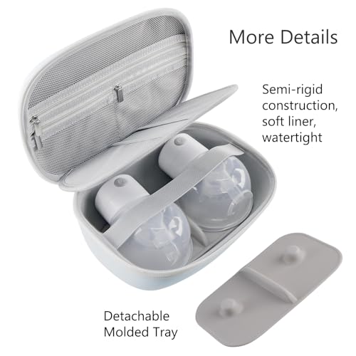Wearable Breast Pumps Carrying Bag, Hard Shell Case with Removable Tray, Watertight Breast Pump Storage Bag Compatible wit...