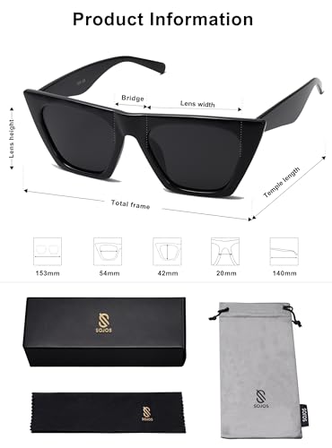 SOJOS Trendy Oversized Square Cateye Polarized Sunglasses Womens Big Frame Shades SJ2115