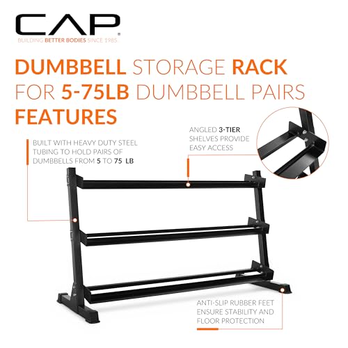 CAP Barbell Dumbbell Rack | 5-50lb or 5-75lb Dumbbell Storage | Multiple Options