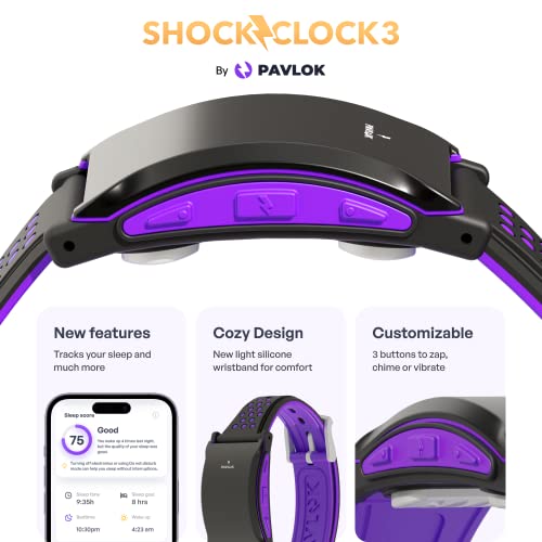 Pavlok Shock Clock 3 | Smart Alarm for Heavy Sleepers & Habit Breakers | Vibration, Beep & Safe Zap Wake Up | App-Controll...