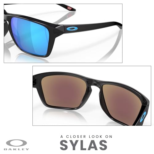 Oakley Sylas OO9448 Rectangle Sunglasses for Men+ Bundle Accessory Leash Kit, Microfiber Pouch
