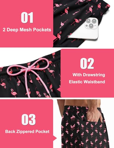COOFANDY Mens Swim Trunks with Compression Liner Quick Dry 7 Inch Bathing Suit Beach Short with Zipper Pockets