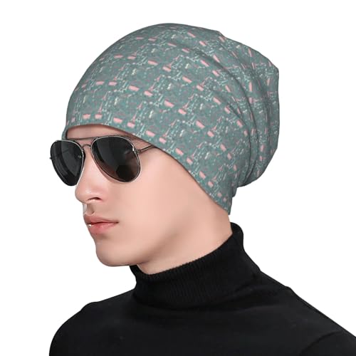 Romantic Paris Eiffel Tower Bycicle Print Winter Beanie Hat Men Women Soft Lightweight Thermal Cap for Outdoor Skiing Wear...