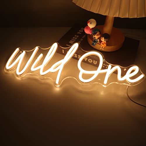 Britrio Wild One Neon Light Sign for Baby Shower Girl Boy One Year Birthday Party Supplies 1st Anniversary Wedding Decorat...