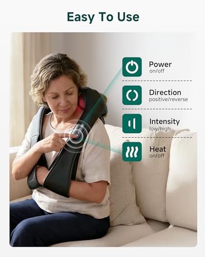 Snailax Shiatsu Neck and Shoulder Massager - Back Massager with Heat, Deep Kneading Electric Massage Pillow for Neck, Bac...