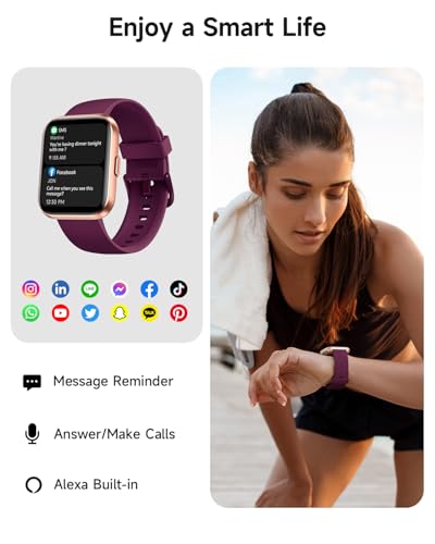 Smart Watch for Women, Answer/Make Calls, Alexa Built-in, 1.85" Touch Screen Fitness Tracker for Android & iPhone, Heart R...