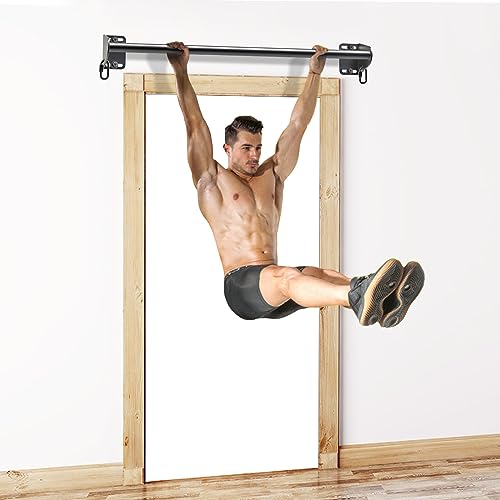 SELEWARE Fully Welded Heavy Duty Pull Up Bar Wall Mount Chin Up Bar for Doorway, Beam & Joist | Mounted Pull Up Bar with R...