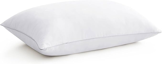 puredown® Goose Feather Bed Pillow with 100% Cotton Cover, 1 Pack, King Size Hotel Collection Pillow for Sleeping with Silver Piping