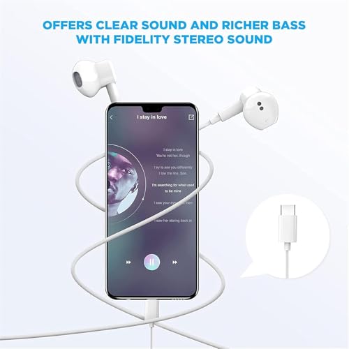 USB C Headphones for iPhone 17 16 15 Pro Max iPad Pro Type C Earbuds Wired Earphones with Mic & Remote Control Noise Cance...