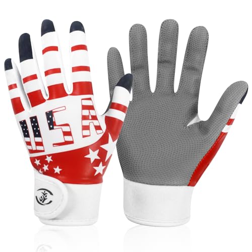 WATSAVPUP Youth Baseball USA Flag Glove American Flag Batting Gloves Comfortable Fit Breathable Durable Lightweight Design...