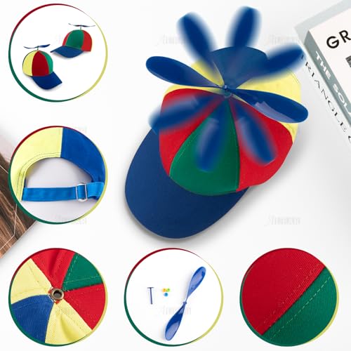 AUEAR, Detachable Adult Propeller Hat Baseball Cap Rainbow Top Hat Brightly Rainbow
