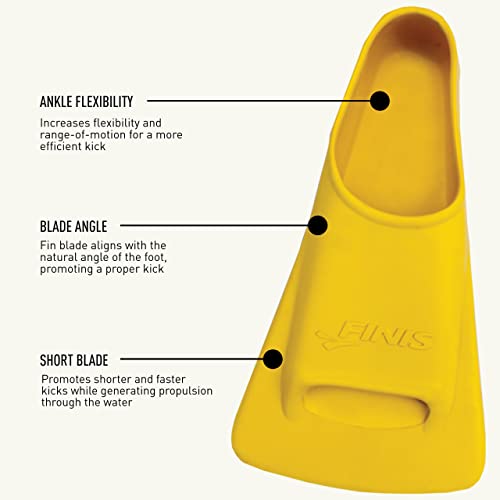 Finis Zoomers Gold Swim Training Fins - Short Blade Design for Speed & Conditioning - Soft Natural Rubber Fit