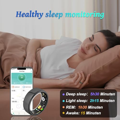ZBNMY Smart Ring for Women Men,Fitness Tracker Ring with Heart Rate, Sleep Monitoring, Blood Oxygen, Step Counting for iOS...