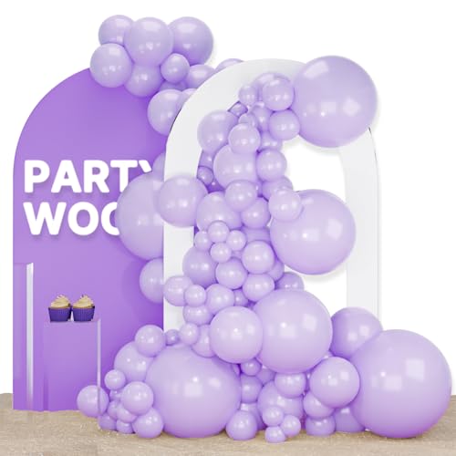 PartyWoo Lavender Balloons 120pcs Different Sizes Pack of 18 12 10 5 Inch Light Pastel Purple Lilac Balloon Arch Kit for B...