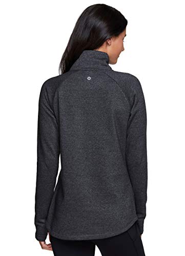 RBX Activewear Women's Fleece Sweatshirt Fashion Pullover With Pockets, Zip Mock Neck and Thumb Holes
