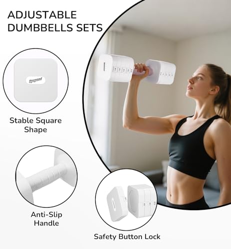 16LBS/20LBS Dumbbells Sets Adjustable Dumbbell Set Hand Weights for Women Men Free Weights Dumbbells Set Exercise Fitness ...