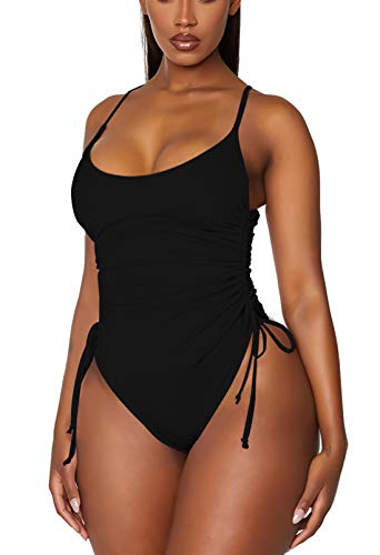 Viottiset Women's Ruched High Cut One Piece Swimsuit Tummy Control Bathing Suit Monokini