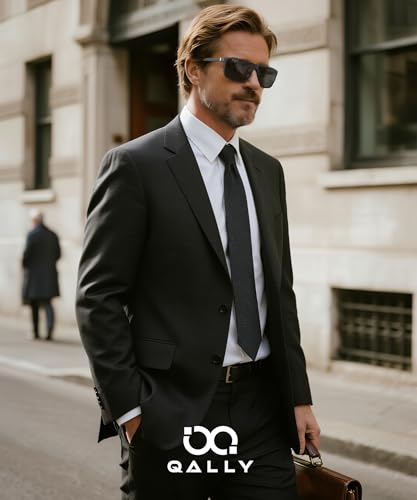QALLY Polarized Sunglasses for Men Rectangular Frame Men's Polarized Sunglasses Sports Sunglasses with UV400 Protection