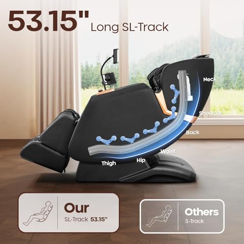 4D Massage Chairs Full Body - 53.5 Extend Sl Track Shiatsu Massage Chair - Zero Gravity Massage Chair,Core Heating & 22 Ai...