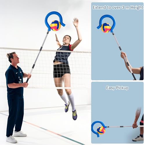 Adjustable Volleyball Spike Trainer with Question Mark Hook, Portable Lightweight Hitting Trainer for Serving, Spiking & J...
