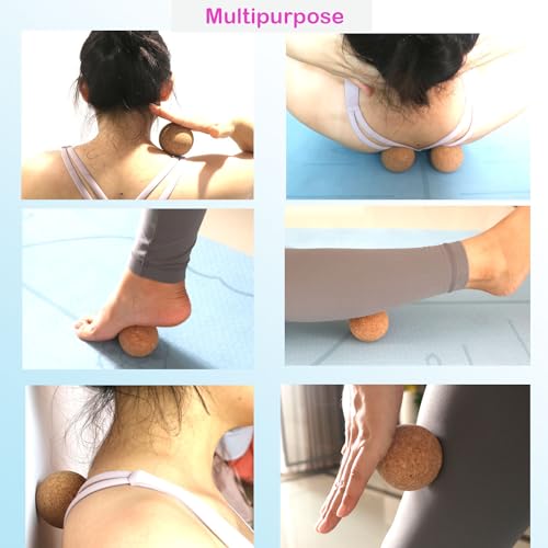 Rreadean Cork Massage Ball Set for Fascia Release After Exercise, Yoga,Trigger Point Therapy, Relax Muscles, and Relieve S...