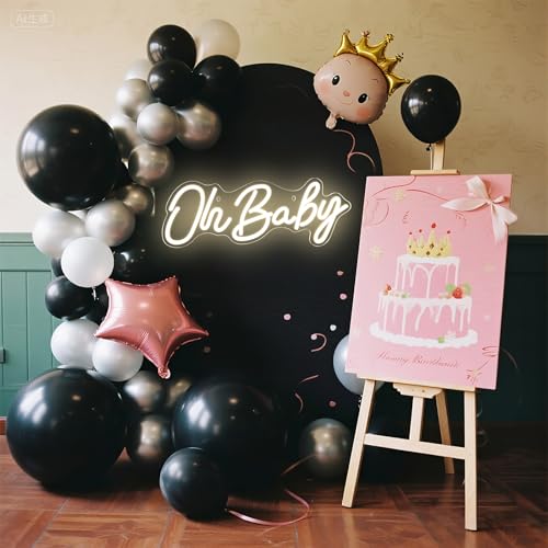 Oh Baby Neon Sign for Backdrop Wall Decor, Dimmable LED Neon Light for Backdrop Baby Shower, Birthday, Bedroom Christmas B...