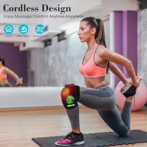 CuPiLo Portable Knee Massager for Pain Relief & Arthritis [2026 Upgraded] - Cordless Electric Knee Brace with Heat, Vibrat...