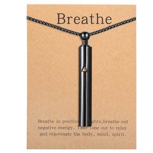 Anxiety Breathe Easy Necklace Mindfulness Breathing Necklace Breathlace Stainless Steel Pendant for Natural Calm & Stress ...