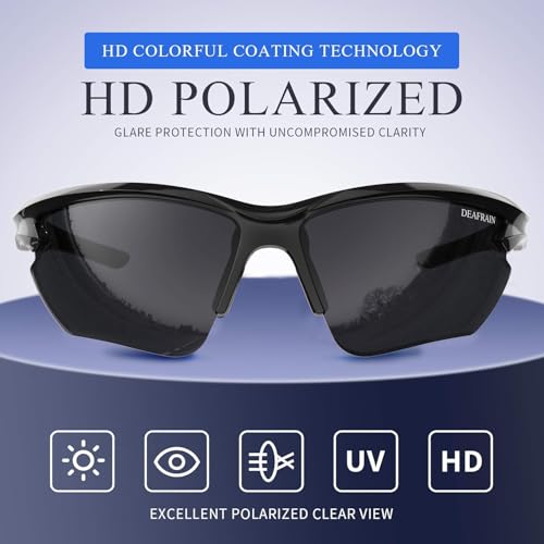 DEAFRAIN Polarized Sports Sunglasses for Men Women Cycling Running Fishing Glasses TR90 Unbreakable Frame UV Protection Z87