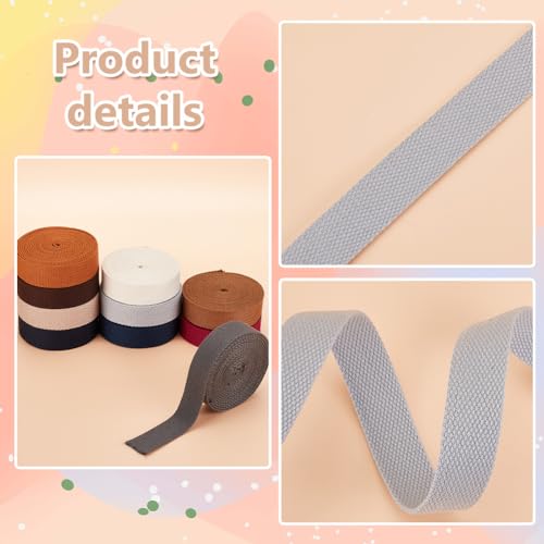 PH PandaHall 38 Yards Cotton Webbing 1 Inch Polyester Cotton Webbing Straps 10 Colors Bag Handles Belt for Tote Bag Purse ...