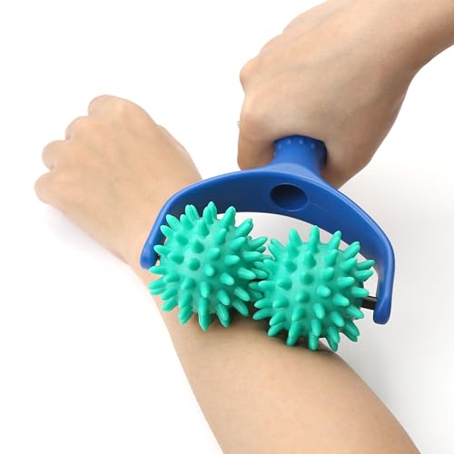 2PCS Handheld Spiky Massage Balls Rollers Compact and Portable Muscle Relaxation Tools with Handle-Deep Tissue for Pain Pr...