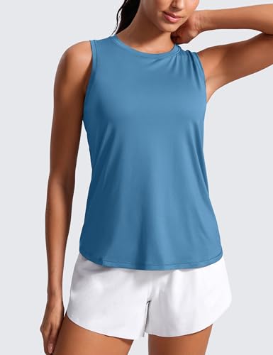 CRZ YOGA Lightweight Workout Tank Tops for Women - Athletic Running Sleeveless Shirts Racerback High Neck T-Shirt