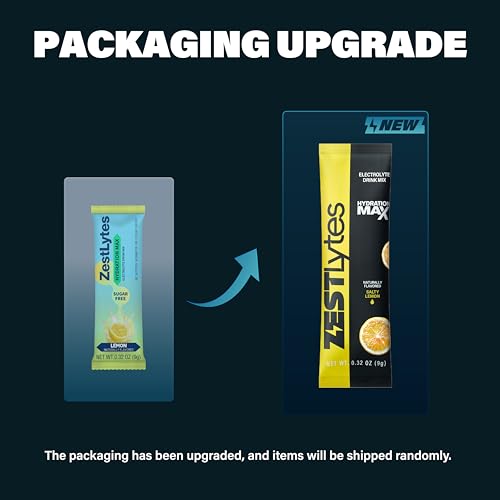 ZestLytes Salty Fruit Flavor Sugar Free Electrolyte Hydration Packets, 40 Sticks Electrolyte Powder Drink Mix, Liquid Dail...