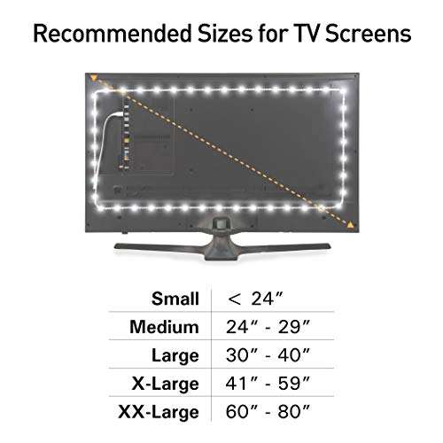 Luminoodle Bias Lighting  Backlight Kit For Monitors Up To 24 - Usb Led Light Strip - Computer Monitor Backlight - True White Adhesive Strip - White - Small (