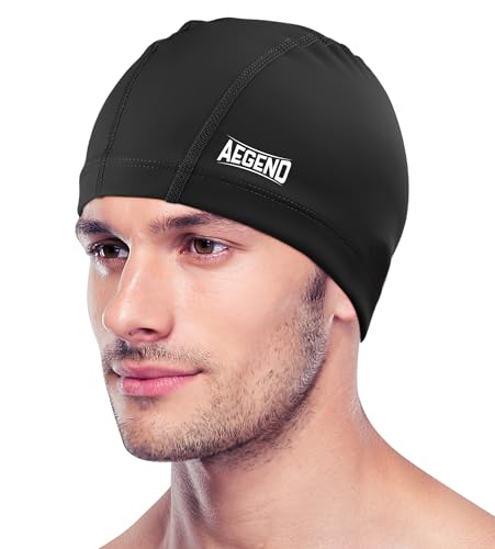 Aegend Fabric Swim Cap, Silicone Waterproof Layer - Breathable Cloth Swimming Cap, Keep Hair Dry with Hight Elasticity for...