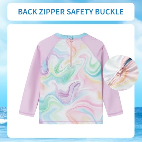 LittleSpring Girls Two Piece Swimsuits Long Sleeve Rash Guard Set UPF 50+ Swimwear 1-10 Years