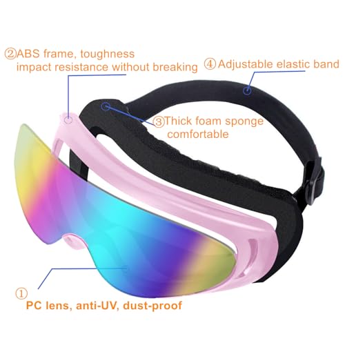 LJDJ Motorcycle Goggles,2 Pack Dirt Bike ATV Motocross Riding Hiking Protective with 2 Pack Neck Breathable Bandana Mask
